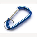 Aluminium karabijnhaak blauw ovaal met sleutelring 80 mm