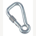 Karabijnhaak RVS asymmetrisch met schroefsluiting en oog 60 mm